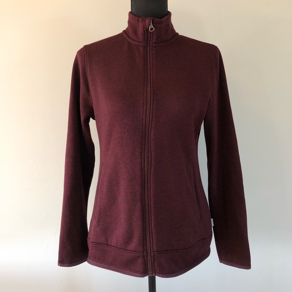 Women’s Eddie Bauer Radiator Dark Garnet Fleece zip up sweater jacket size S - Picture 1 of 9
